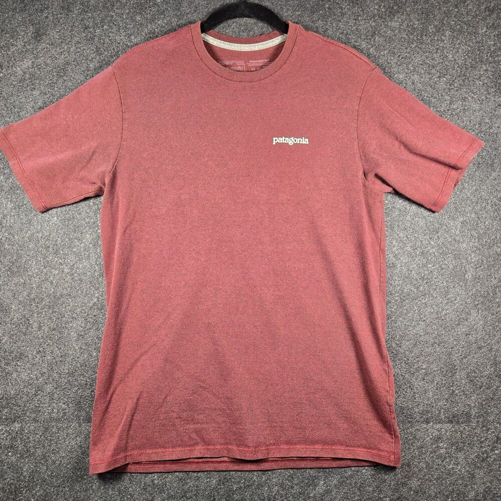 Patagonia Responsibili-tee T-shirt Rust Red Femme S Outdoors Hiking Eco EUC